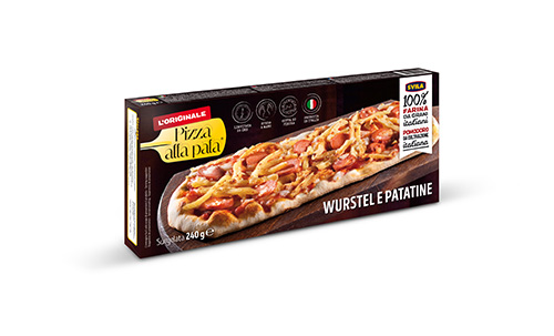 Pizza alla pala Svila wurstel e patatine